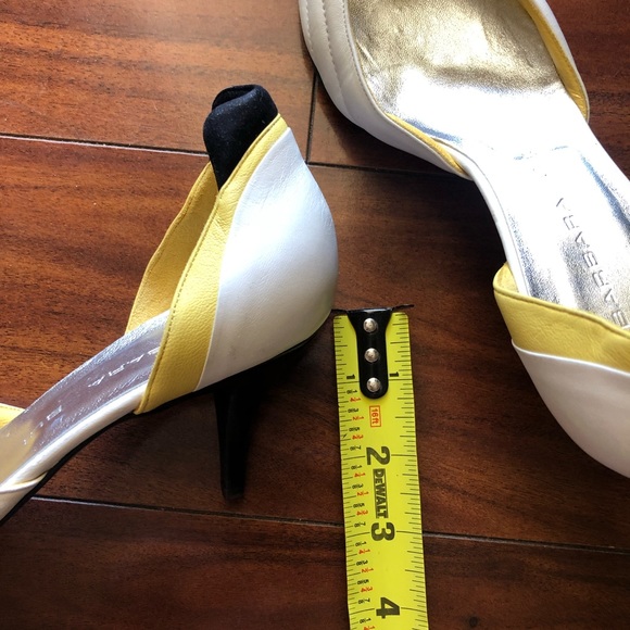 Barbara Bui size 36.5 white black yellow kitten heel pointed toe - Picture 9 of 10